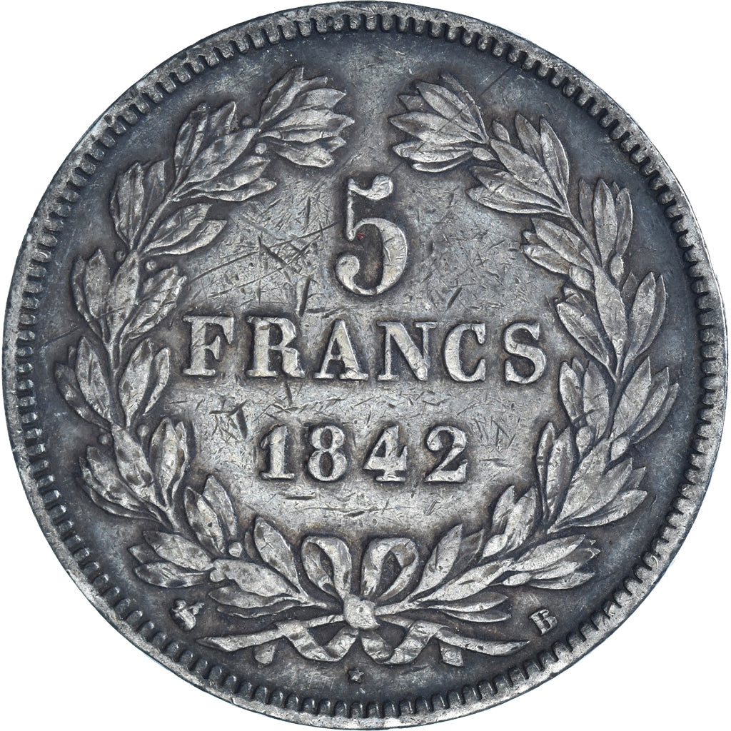 Coin, France, Louis-Philippe, 5 Francs, 1842, Rouen, VF(30-35), Silver