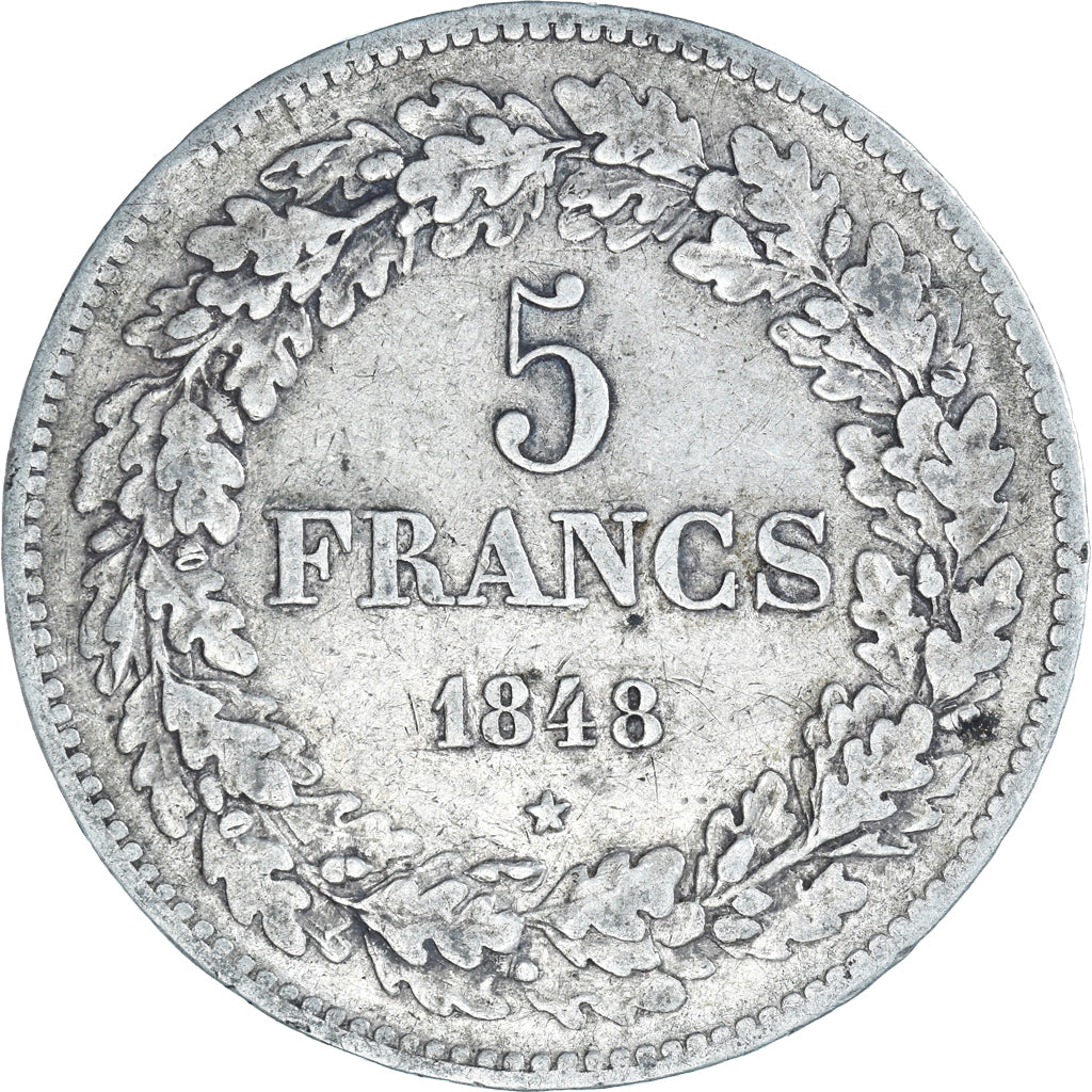Coin, Belgium, Leopold I, 5 Francs, 5 Frank, 1848, VF(30-35), Silver, KM:3.2