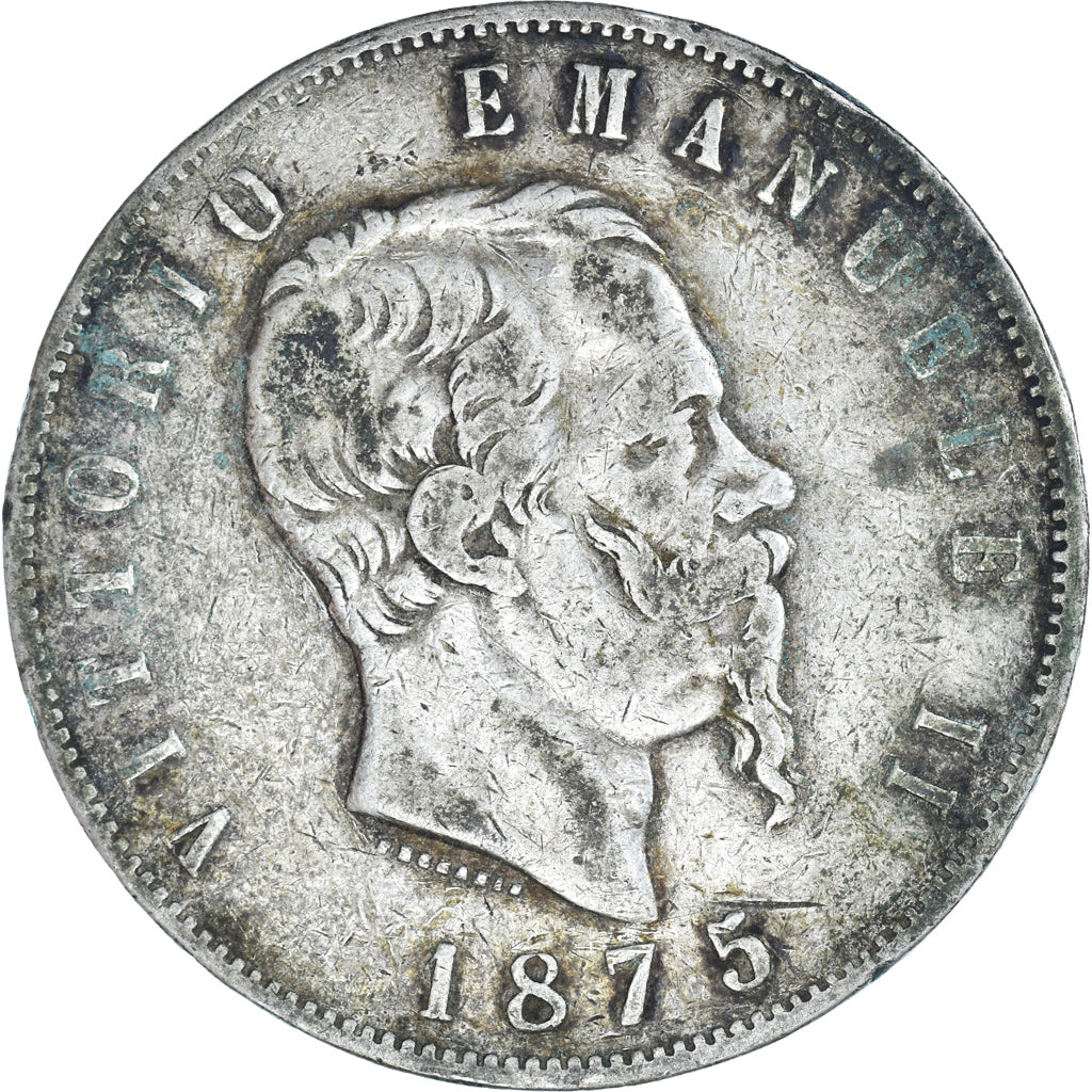 Moneta, Włochy, Vittorio Emanuele II, 5 Lire, 1875, Milan, VF(20-25), Srebro
