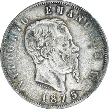 Moneta, Włochy, Vittorio Emanuele II, 5 Lire, 1875, Milan, VF(20-25), Srebro