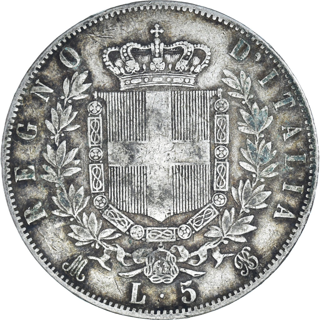 Moneta, Włochy, Vittorio Emanuele II, 5 Lire, 1875, Milan, VF(20-25), Srebro