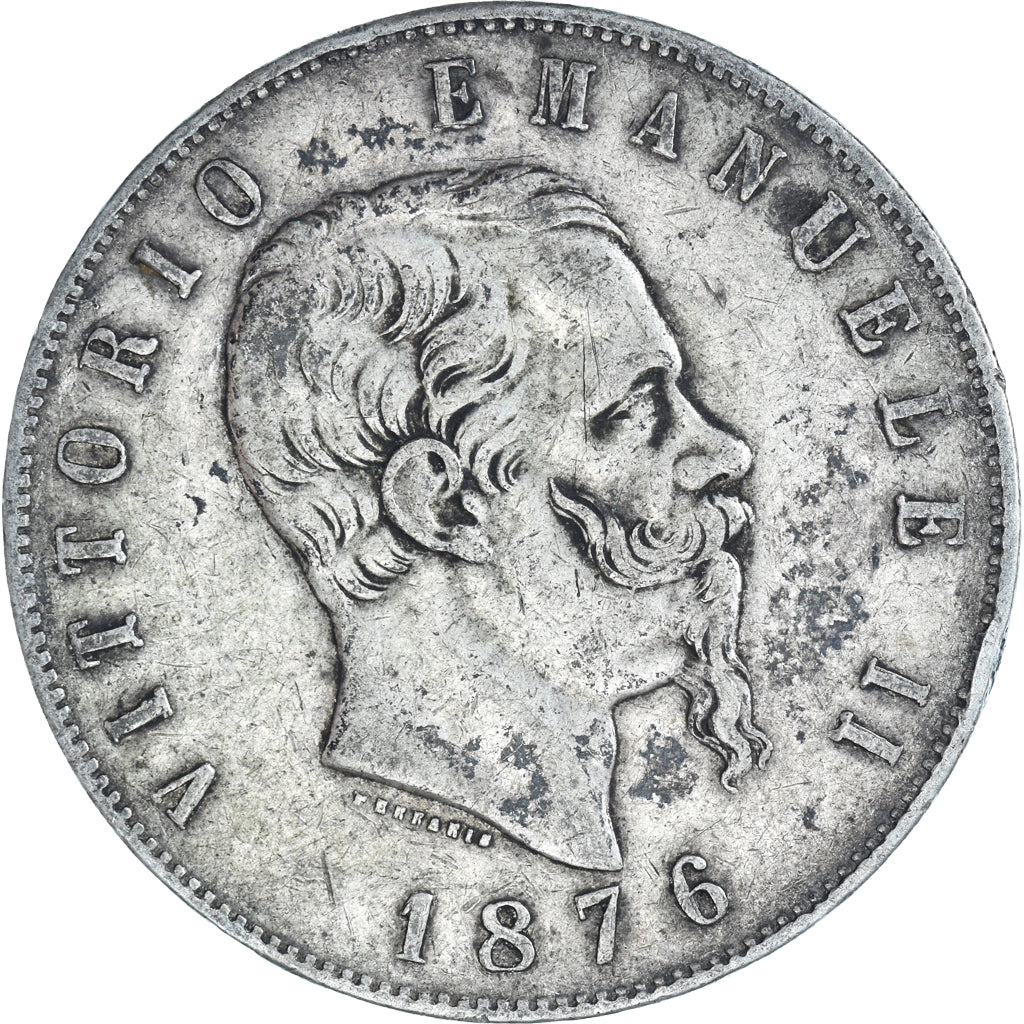 Coin, Italy, Vittorio Emanuele II, 5 Lire, 1876, Rome, VF(30-35), Silver, KM:8.4
