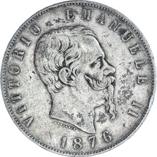 Coin, Italy, Vittorio Emanuele II, 5 Lire, 1876, Rome, VF(30-35), Silver, KM:8.4