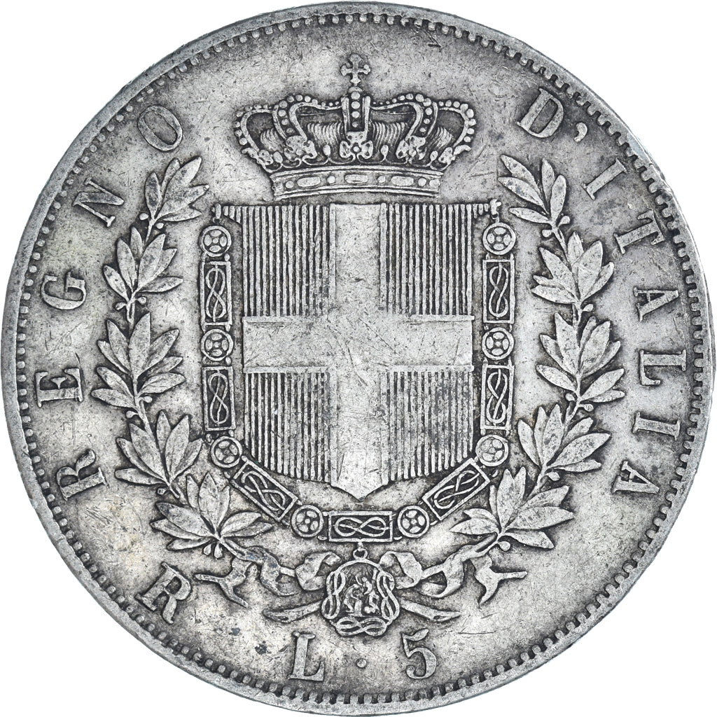 Coin, Italy, Vittorio Emanuele II, 5 Lire, 1876, Rome, VF(30-35), Silver, KM:8.4