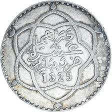 Coin, Morocco, 'Abd al-Hafiz, Rial, 10 Dirhams, 1911, bi-Bariz, Paris, EF(40-45)