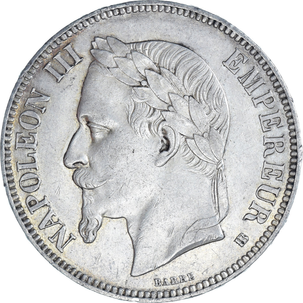 Moneta, Francia, Napoléon III, 5 Francs, 1868, Strasbourg, BB+, Argento