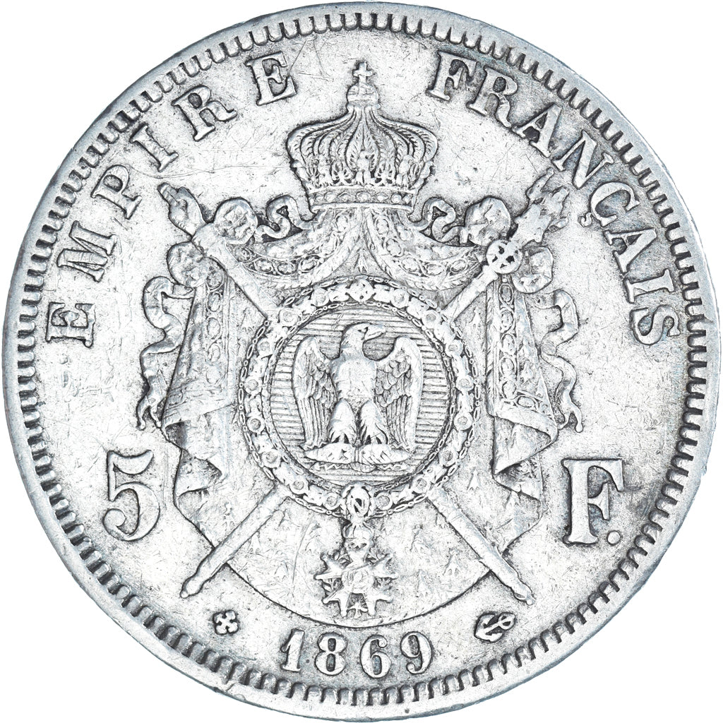 Coin, France, Napoleon III, 5 Francs, 1869, Strasbourg, VF(30-35), Silver