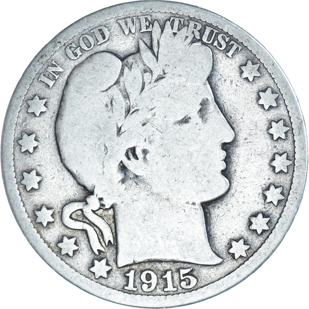 Coin, United States, Barber Half Dollar, Half Dollar, 1915, U.S. Mint, San