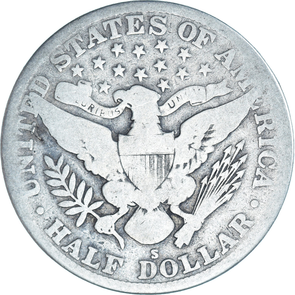 Coin, United States, Barber Half Dollar, Half Dollar, 1915, U.S. Mint, San