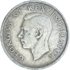 Moneda, Sudáfrica, George VI, 2 Shillings, 1942, BC+, Plata, KM:29