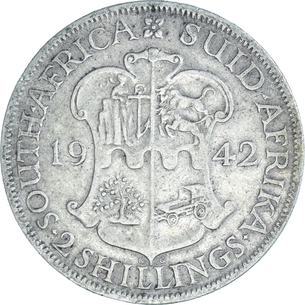 Moneta, Sudafrica, George VI, 2 Shillings, 1942, MB+, Argento, KM:29