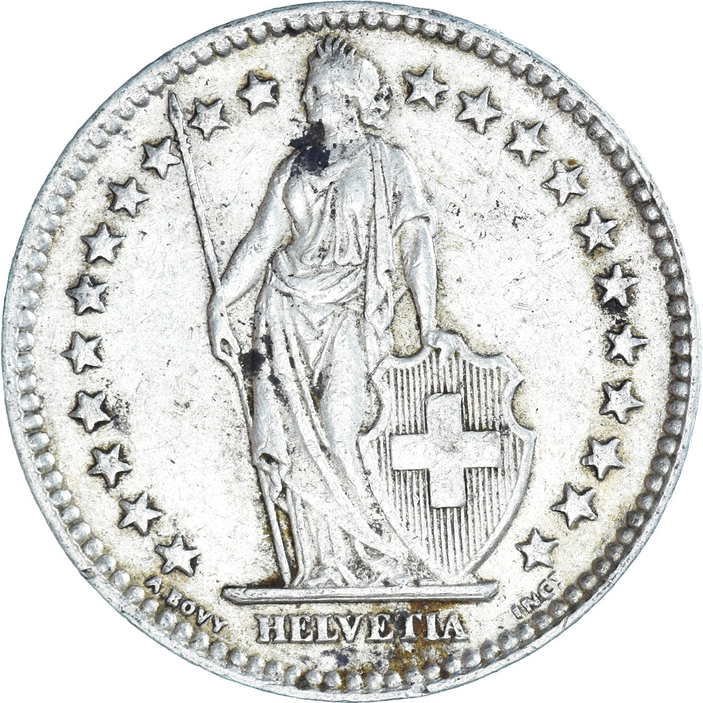 Coin, Switzerland, 2 Francs, 1955, Bern, AU(50-53), Silver, KM:21