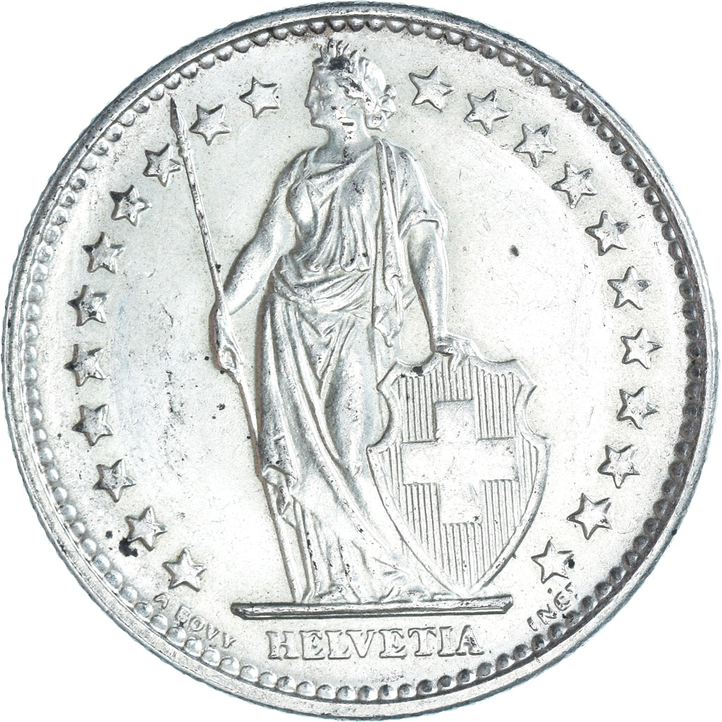 Coin, Switzerland, 2 Francs, 1967, Bern, AU(50-53), Silver, KM:21