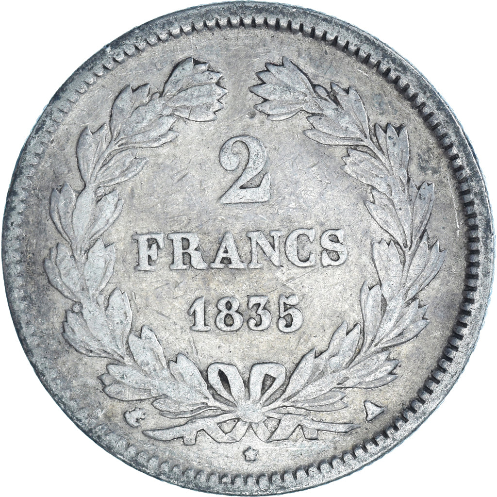 Coin, France, Louis-Philippe, 2 Francs, 1835, Paris, VF(20-25), Silver