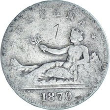 Moneta, Spagna, Provisional Government, 2 Pesetas, 1870, Madrid, B+, Argento