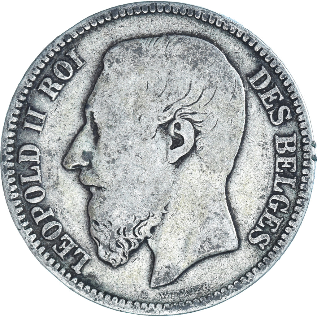 Coin, Belgium, Leopold II, 2 Francs, 2 Frank, 1867, Brussels, F(12-15), Silver