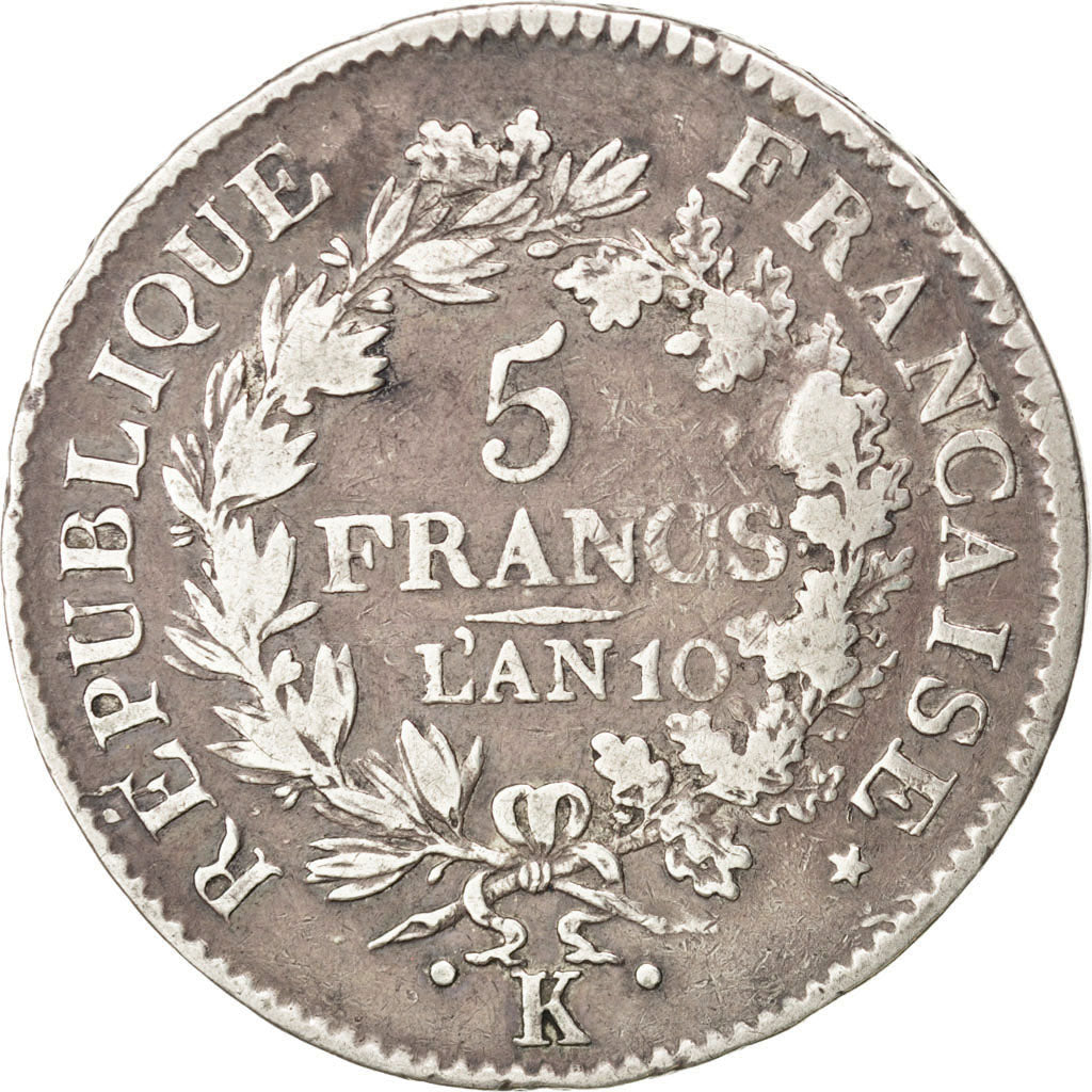 FRANCE, Union et Force, 5 Francs, 1802, Paris, KM #639.1, VF(30-35), Silver,...