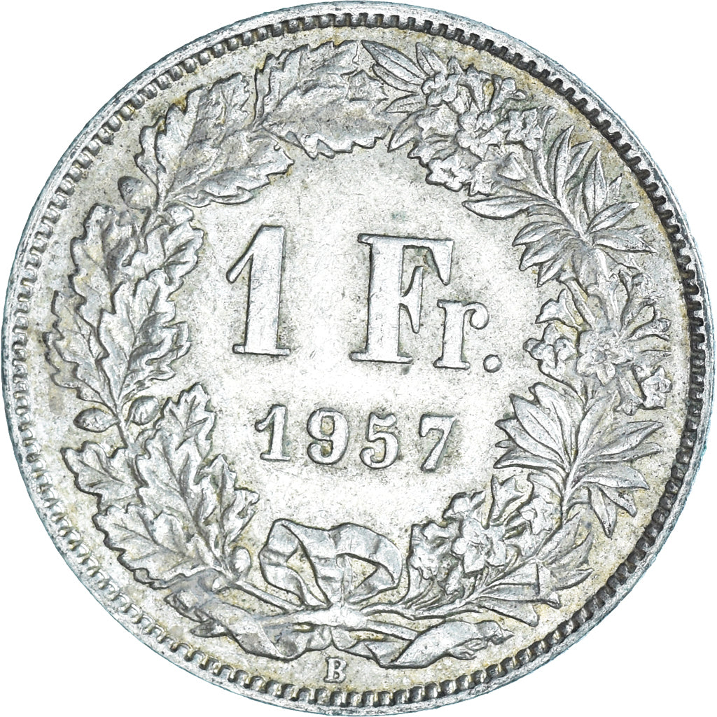 Coin, Switzerland, Franc, 1957, Bern, AU(50-53), Silver, KM:24