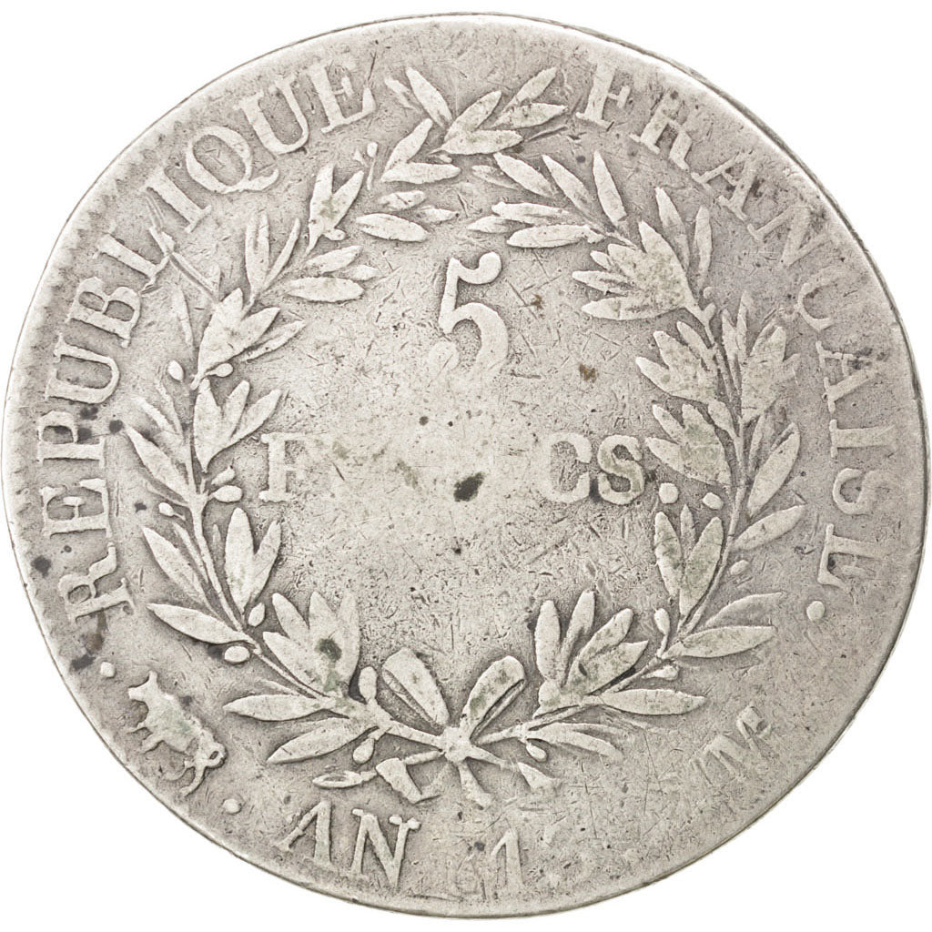 FRANCE, Napoléon I, 5 Francs, 1805, Toulouse, KM #662.10, F(12-15), Silver, G...