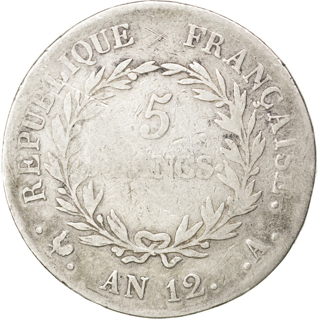 Francia, Napoléon I, 5 Francs, 1804, Paris, B+, Argento, KM:659.1, Gadoury:577