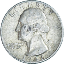 Monnaie, États-Unis, Washington, Quarter, 1942, Philadelphie, TB+, Argent