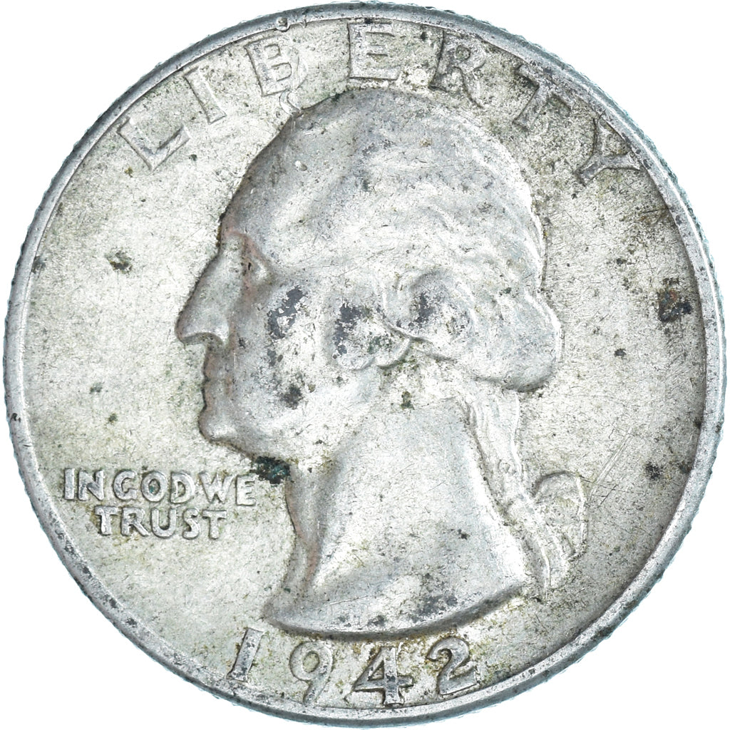 Munten, Verenigde Staten, Washington, Quarter, 1942, Philadelphia, ZF, Zilver