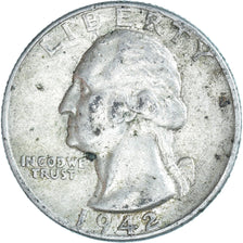 Munten, Verenigde Staten, Washington, Quarter, 1942, Philadelphia, ZF, Zilver
