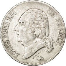 FRANCE, Louis XVIII, 5 Francs, 1823, Paris, KM #711.1, EF(40-45), Silver,...