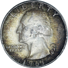 Coin, United States, Washington Quarter, Quarter, 1961, U.S. Mint, Denver