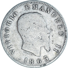 Munten, Italië, Vittorio Emanuele II, Lira, 1863, Milan, ZG+, Zilver, KM:5a.1