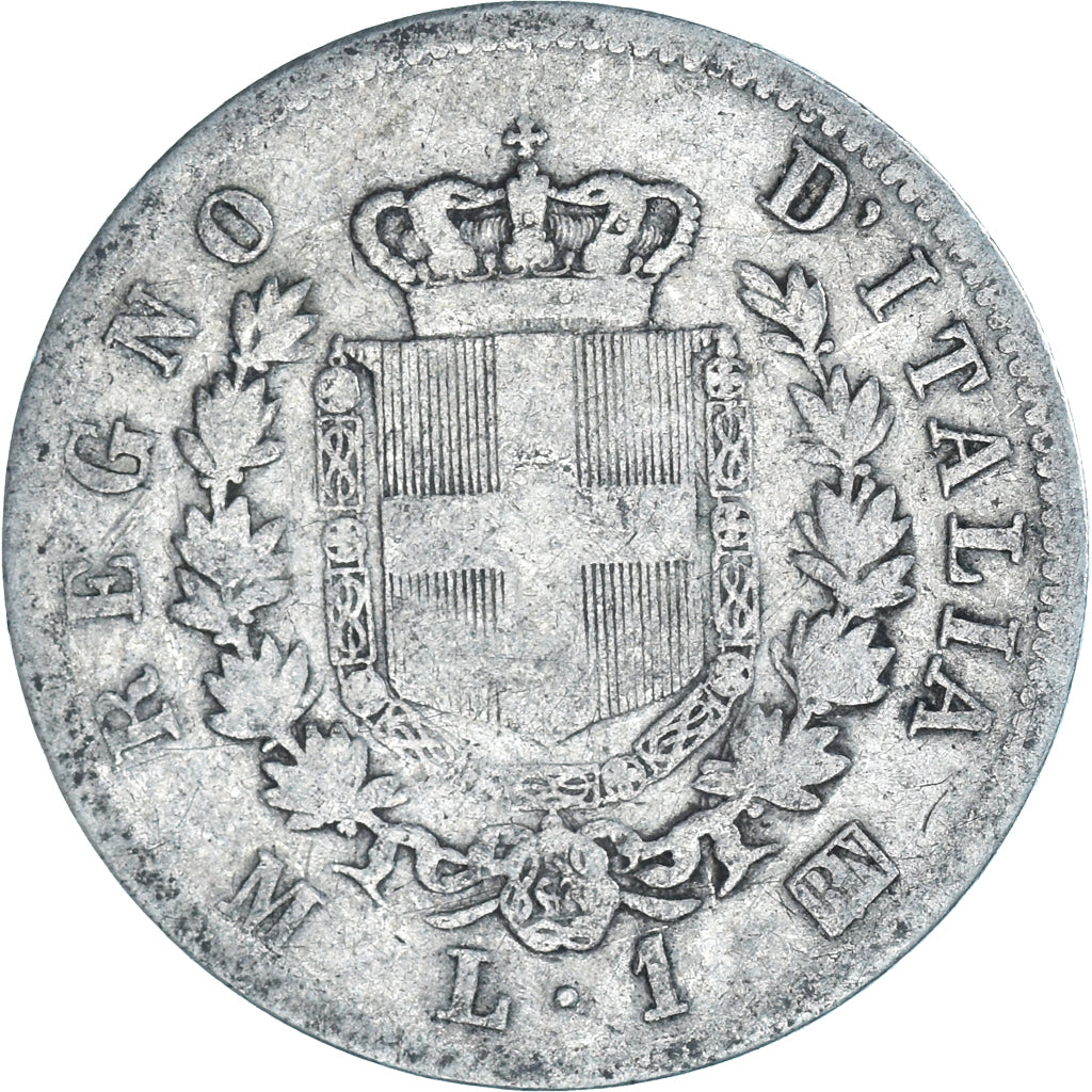 Munten, Italië, Vittorio Emanuele II, Lira, 1863, Milan, ZG+, Zilver, KM:5a.1