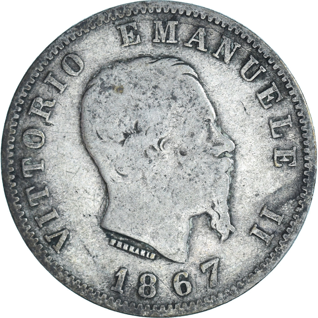 Münze, Italien, Vittorio Emanuele II, Lira, 1867, Milan, S, Silber, KM:5a.1