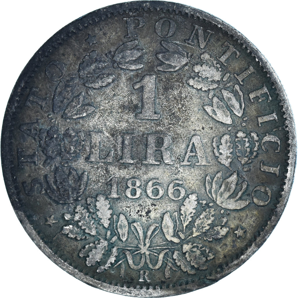 Coin, ITALIAN STATES, PAPAL STATES, Pius IX, Lira, 1866, Roma, VF(20-25)