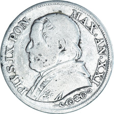 Coin, ITALIAN STATES, PAPAL STATES, Pius IX, Lira, 1866, Roma, F(12-15), Silver