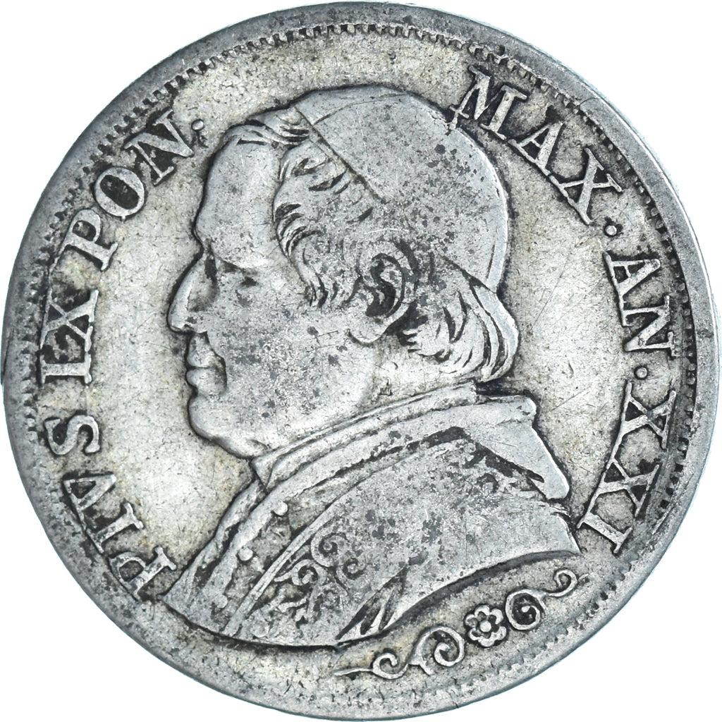 Münze, Italien Staaten, PAPAL STATES, Pius IX, Lira, 1866, Roma, S, Silber