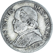 Münze, Italien Staaten, PAPAL STATES, Pius IX, Lira, 1866, Roma, S, Silber
