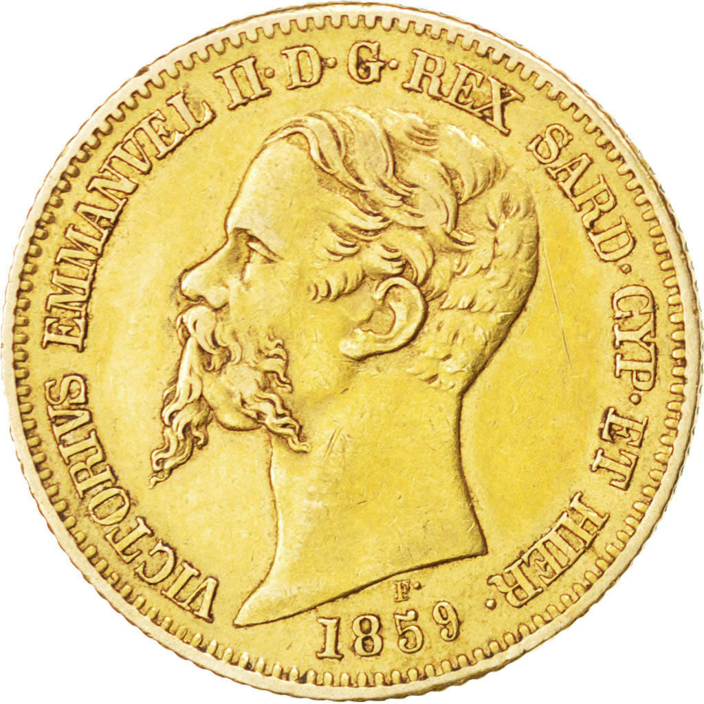 Moneta, STATI ITALIANI, SARDINIA, Vittorio Emanuele II, 20 Lire, 1859, Genoa