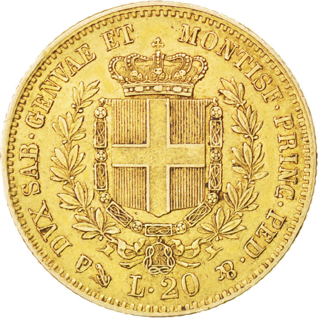 Moneta, STATI ITALIANI, SARDINIA, Vittorio Emanuele II, 20 Lire, 1859, Genoa