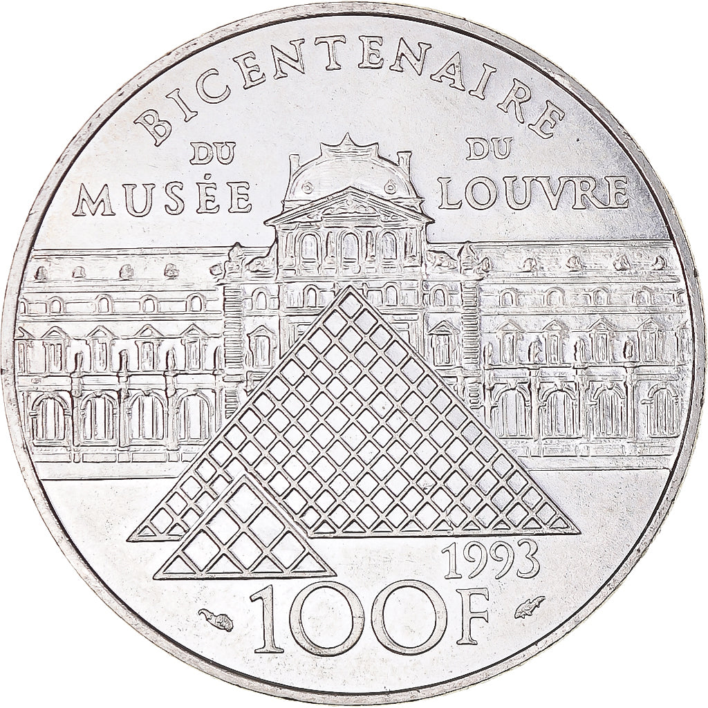 Moeda, França, Liberté guidant le peuple, 100 Francs, 1993, MS(60-62), Prata