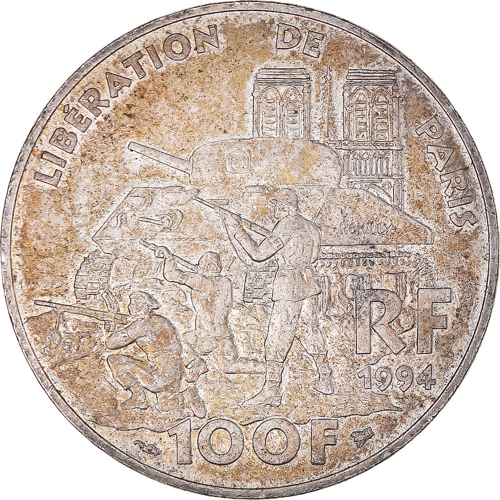 Münze, Frankreich, Libération de Paris, 100 Francs, 1994, SS+, Silber