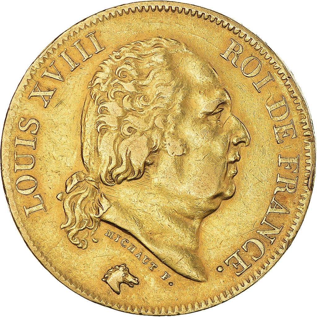 Coin, France, Louis XVIII, 40 Francs, 1818, Lille, EF(40-45), Gold, KM:713.6