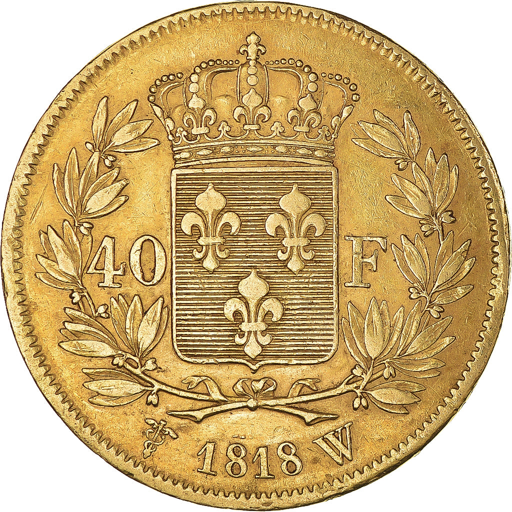 Coin, France, Louis XVIII, 40 Francs, 1818, Lille, EF(40-45), Gold, KM:713.6