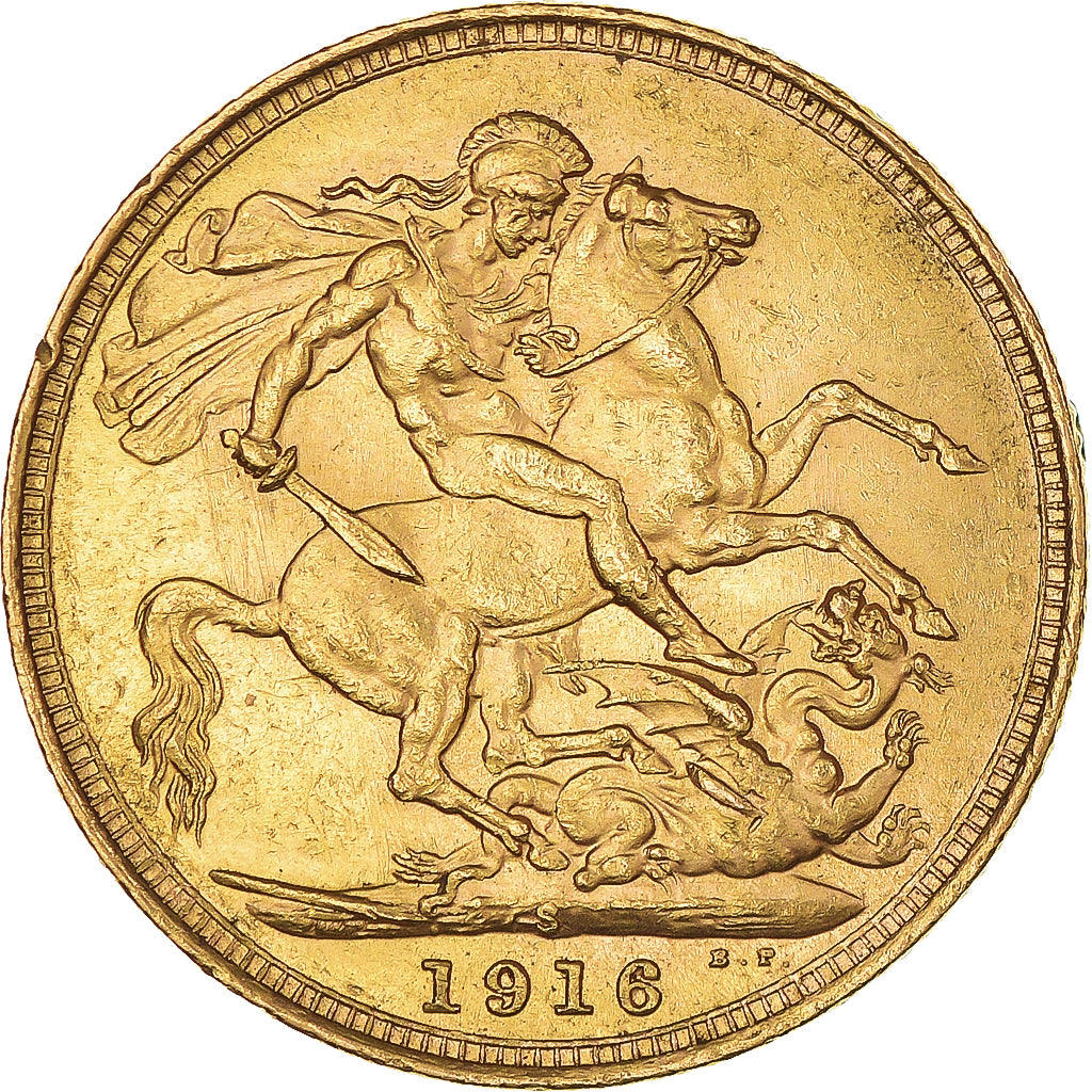 Moneda, Australia, George V, Sovereign, 1916, Sydney, MBC+, Oro, KM:29