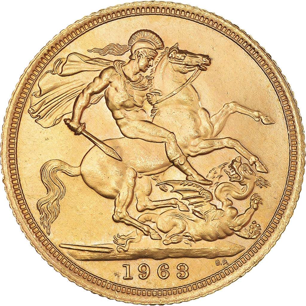 Coin, Great Britain, Elizabeth II, Sovereign, 1963, MS(63), Gold, KM:908