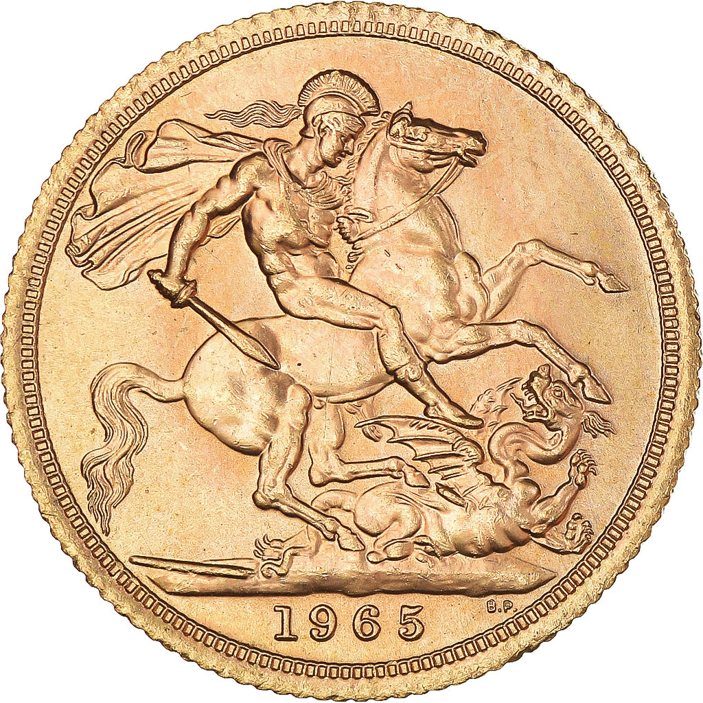 Coin, Great Britain, Elizabeth II, Sovereign, 1965, MS(63), Gold, KM:908