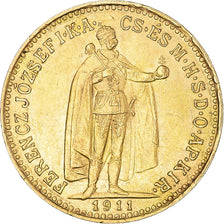 Moneda, Hungría, Franz Joseph I, 10 Korona, 1911, Kormoczbanya, EBC+, Oro