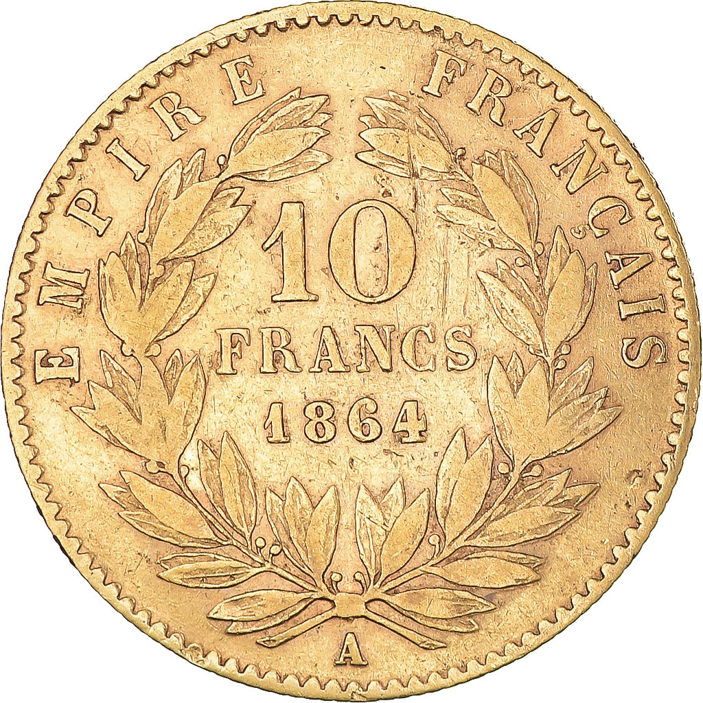 Monnaie, France, Napoleon III, 10 Francs, 1864, Paris, TTB, Or, Gadoury:1015