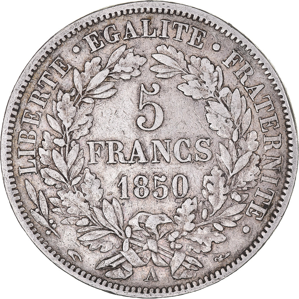 Coin, France, Cérès, 5 Francs, 1850, Paris, EF(40-45), Silver, KM:761.1