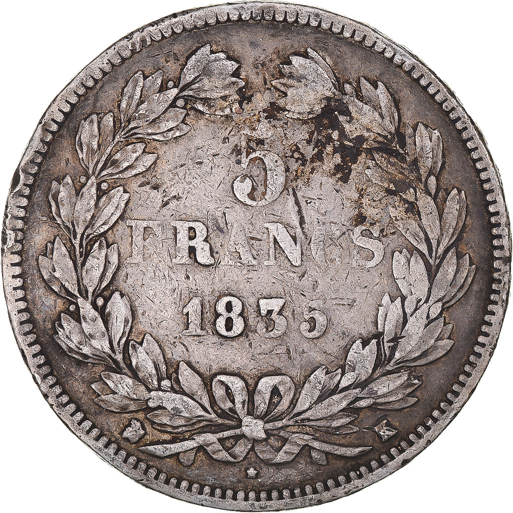 Monnaie, France, Louis-Philippe, 5 Francs, 1835, Bordeaux, TB, Argent
