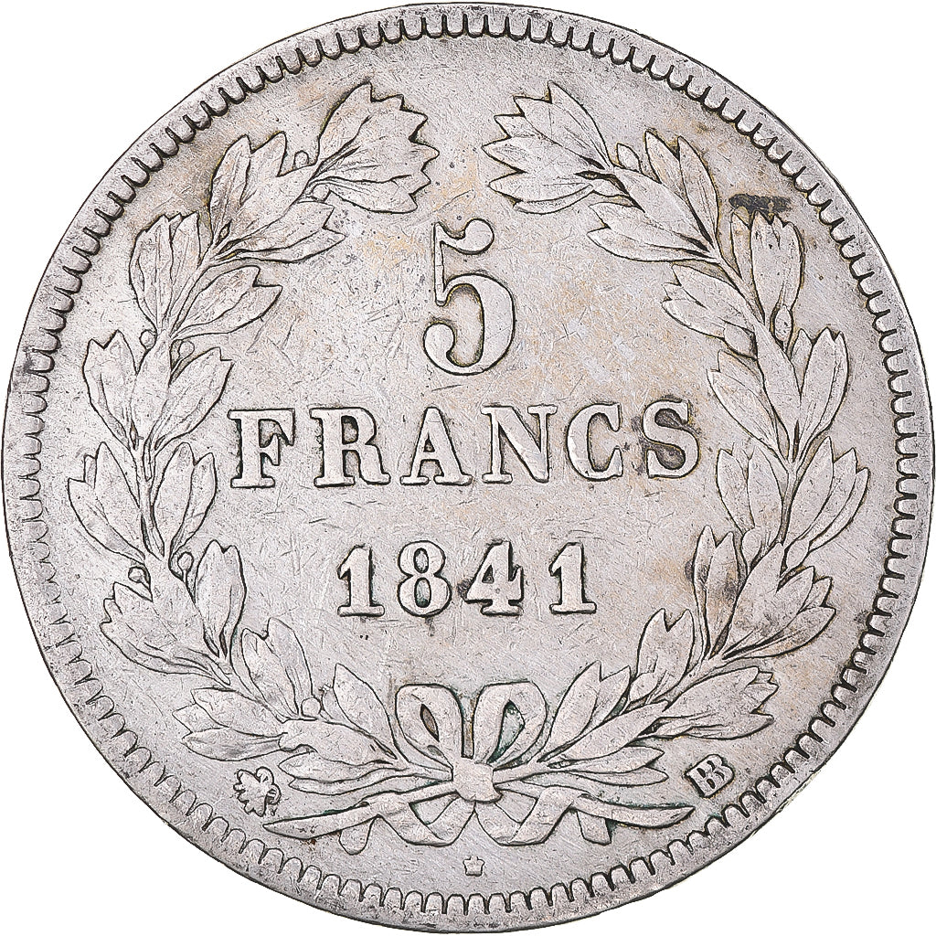 Münze, Frankreich, Louis-Philippe, 5 Francs, 1841, Strasbourg, S+, Silber